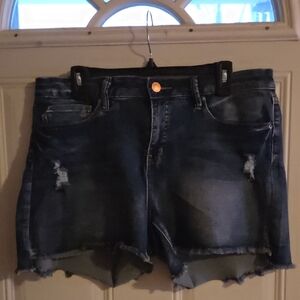 Royalty For Me Dark Blue Distressed Jean Shorts